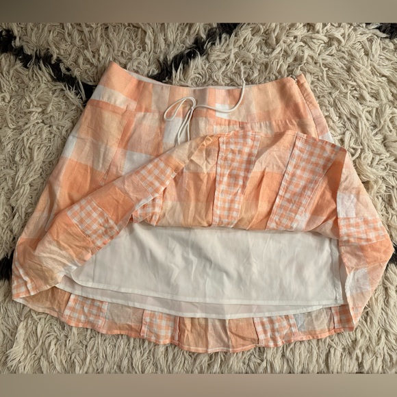 For Love and Lemons Mini Linen Plaid Skirt in Medium Eugenia - Picture 3 of 6